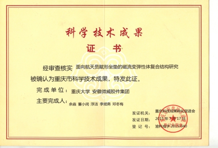 重慶大學(xué)科技成果證書(shū)
