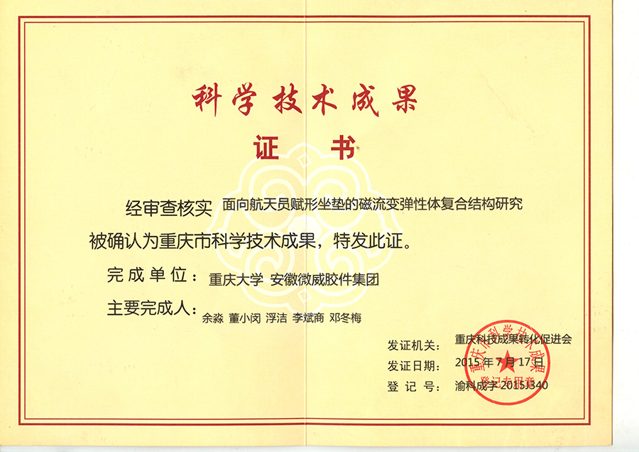 重慶大學(xué)科技成果證書